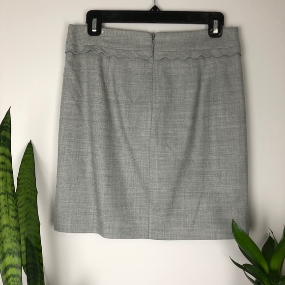 J Crew Light Grey Wool Skirt w/Scalloped Waistband - Picture 3 of 12